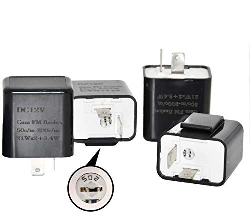 4 Pack Universal 2-Pin LED Turn Signal Flasher Relay 12V Motorcycle Electronic Flasher Relay Emergency Led Light Indicator Light Flasher Relay- Black