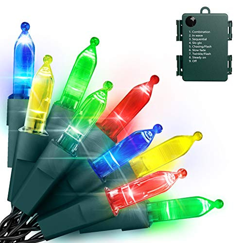 Battery Operated Christmas Lights LED - 50 LED Mini Multicolor String Lights 16FT 8 Lighting Modes Indoor Xmas Wreath Lights Waterproof for Christmas Tree Decoration Outdoor Garden Party Wedding Decor Battery Operated Christmas Lights LED - 50 LED Mini Multicolor String Lights 16FT 8 Lighting Modes Indoor Xmas Wreath Lights Waterproof for Christmas Tree Decoration Outdoor Garden Party Wedding Decor
