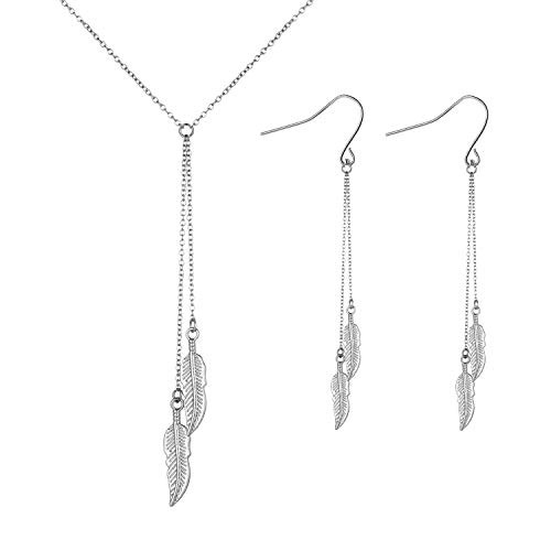 Lariat Necklace Bar Pendant Necklace Y Necklaces for Women Gold Silver Necklace Dainty Jewelry Gift Lariette Necklace -M?Silver leaf set- Lariat Necklace Bar Pendant Necklace Y Necklaces for Women Gold Silver Necklace Dainty Jewelry Gift Lariette Necklace -M?Silver leaf set-