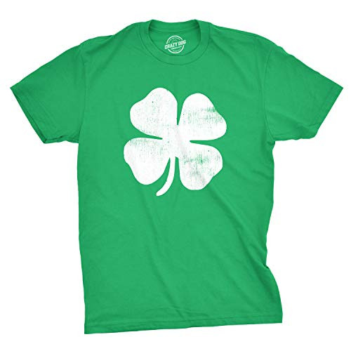 Mens Four Leaf Clover T Shirt Funny Saint Patricks Day Shamrock Lucky Irish Tee -Green- - M