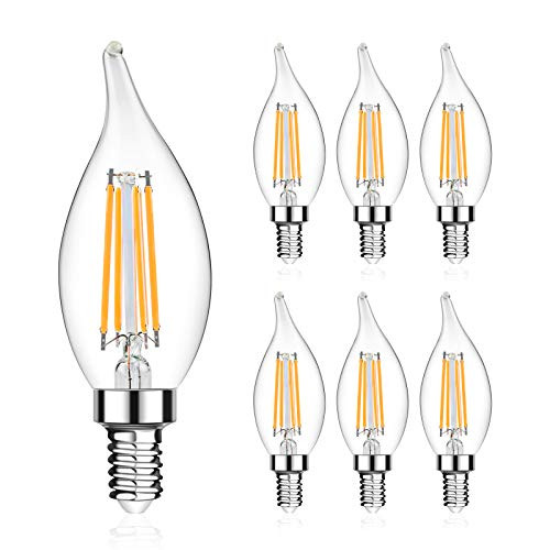 LANGREE B11 E12 LED Candelabra Base Bulbs 60W Equivalent- 5W LED Candle Light Bulbs- LED Chandelier Light Bulbs- Flame Tip- Non-Dimmable- 2700K Soft White- 550LM - Pack of 6