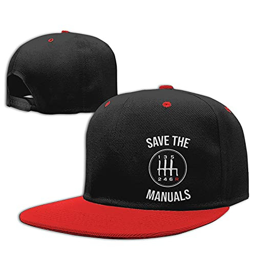 Zodead Unisex Hip Hop Baseball Cap Flat Bill Brim Dad Hats Save The Manuals Adjustable Snapback Hat Red