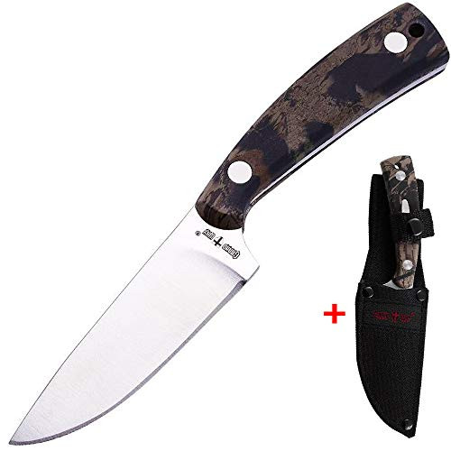 Hunting Knife - Fixed Blade Knife with Sheath - Tactical Boot Knives - Multifunction Survival Kitchen Skinning Chopping Knofe Full Tang Hunter Knife - Best for Camping Outdoor Survival for Men FBTY 02