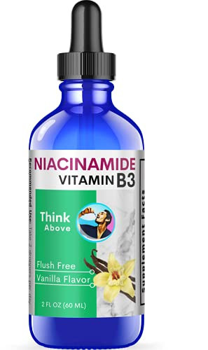 Liquid Vitamin B3 -as Niacinamide- Supplement - Non Flush Form of Niacin - Convenient Niacin Drops for Women and Men - 2oz -60ml-