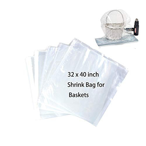 LazyMe 32x40 inch, Basket Cellophane Shrink Bags,  Shrink Wrap Bags Large, Clear, 20 Packs