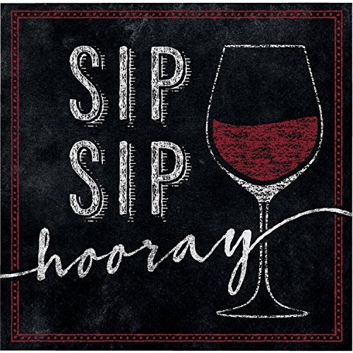 Wine Tasting Party Supplies - Cocktail Beverage Napkins - 5.5 Inches, 32 Count - SIP, SIP, hooray!