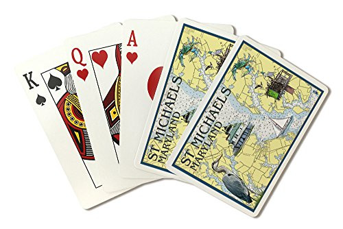 St. Michaels- Maryland- Nautical Chart -52 Card Playing Card Deck - Poker Size with Jokers-