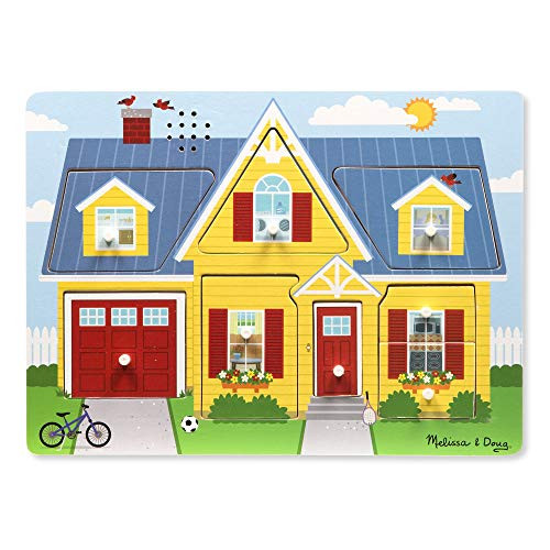 Melissa  and  Doug Around the House Sound Puzzle - Wooden Peg Puzzle -8 pcs-