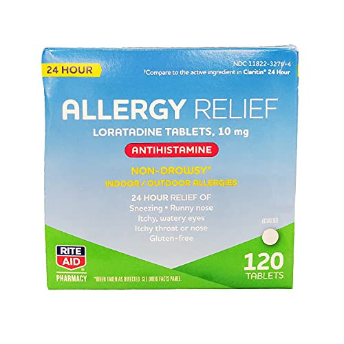 Rite Aid 24 Hour Loratadine 10 mg Allergy Relief Tablets- 10mg - 120 Count | Non-Drowsy Allergy Pills | Non-Drowsy Allergy Medicine Rite Aid 24 Hour Loratadine 10 mg Allergy Relief Tablets- 10mg - 120 Count | Non-Drowsy Allergy Pills | Non-Drowsy Allergy Medicine