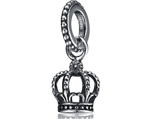 SoulBeads Crown Charm Pendant 925 Sterling Silver Dangling Bead for Charms Bracelet