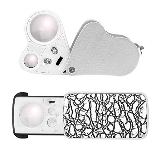 2 Pack Jewelry Loupes- 30X 60X 90X Illuminated Jewelers Loupe Magnifier Portable Loupe Magnifying Glass with Bright LED Light for Jewelry- Coins- Gems- Stamps- Watches- Rocks- Diamonds 2 Pack Jewelry Loupes- 30X 60X 90X Illuminated Jewelers Loupe Magnifier Portable Loupe Magnifying Glass with Bright LED Light for Jewelry- Coins- Gems- Stamps- Watches- Rocks- Diamonds