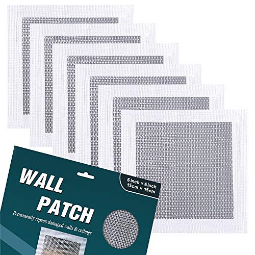 Drywall Repair Patch - 6 Pack Self Adhesive Fiberglass Wall Repair Patch Kit - Quick Solution to Fill The Holes in Your Walls - 6inchx6inch Heavy Duty Dry Wall Hole Repair Patch