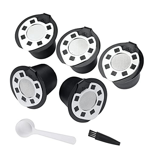 Coffee Capsules Refillable- Reusable Coffee Pods with Stainless Steel Lids Compatible with Nespresso Machines - Pack of 5 Coffee Capsules Refillable- Reusable Coffee Pods with Stainless Steel Lids Compatible with Nespresso Machines - Pack of 5