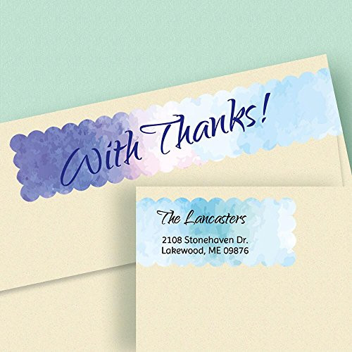 Watercolor Connect Wrap Self-Adhesive- Flat-Sheet Diecut Address Labels -4 Designs-