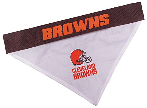 Pets First NFL DOG BANDANA - CLEVELAND BROWNS REVERSIBLE PET BANDANA. 2 Sided Sports Bandana with a PREMIUM Embroidery TEAM LOGO- Small/Medium. - 2 Sizes  and  32 NFL Teams available