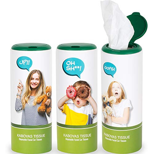 KABOYAS Facial Car Tissue Gift Set -3 Canisters/180 tissues/Green- - Facial Tissue | Travel Tissues | Tissue for Car | Face Tissue | Pocket Tissues | Nose Tissue | Small Tissue Packs | Soft Tissues