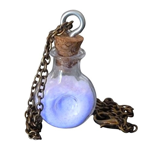 Steampunk Necklace Magic Fire Fairy Angel Dust Pendant Charm Glow in The Dark Kawaii Pixie Blue