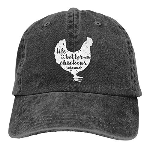 Life is Better with Chickens Around Printing Unisex Baseball Cap Vintage Washed Cotton Twill Adjustable Dad Hat
