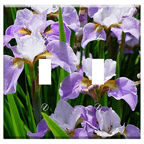Switch Plate Double Toggle - Iris Flower Blossom Bloom Nature Garden Purple 3