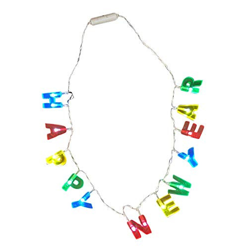 Light Up Happy New Year LED Flashing Party Necklace