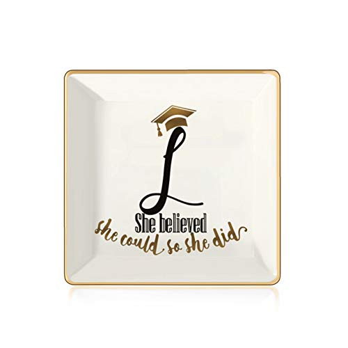 Inspirational Graduation Gifts for Her- Class of 2021 Graduation Gifts Grad Present High School College Graduation Gifts for Her- She Believed She Could So She Did Letter L Initial Jewelry Tray Inspirational Graduation Gifts for Her- Class of 2021 Graduation Gifts Grad Present High School College Graduation Gifts for Her- She Believed She Could So She Did Letter L Initial Jewelry Tray