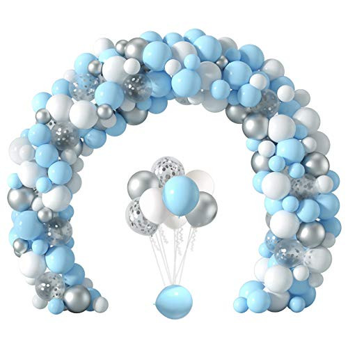 Blue Balloons Garland Arch Kit 138 Pcs Party Balloons White Balloons Baby Blue Balloons Metallic Silver Balloons Silver Confetti Balloons For Baby Shower Birthday Wedding Graduation Engagement Party