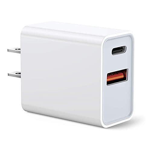 USB C Charger- 20W Fast Charging Block- 2 Port Fast Charger Block with USB C Power Adapter- PD Plus Quick Charge 3.0 USB Wall Charger Plug for iPhone 12/12 Mini/Pro Max/11/iPad Pro/AirPods Pro/Samsung