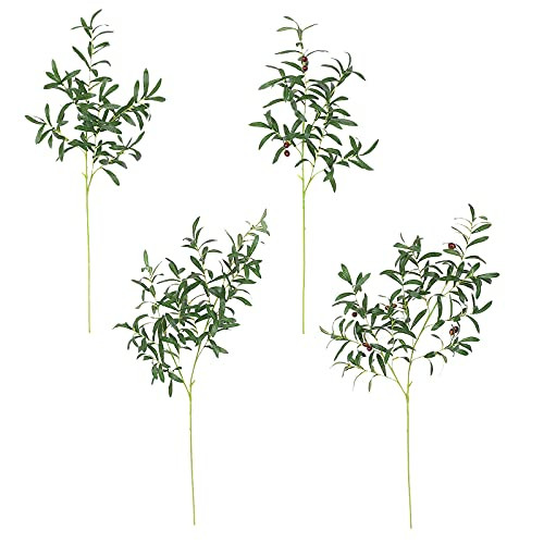 RIABXZ Artificial Olive Leaves Olive Tree Branches Wedding Branch Wreaths Decoration Green Leaf Plants Fruits Green Plant Home Decor Summer Decor
