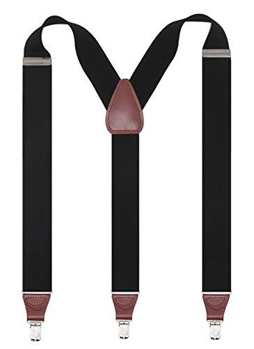 Doloise Suspender for mens 1.4 Inch Wide Adjustable Y Back Style Braces Elastic with 3 Metal Clips Suspenders