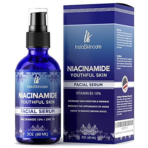 Niacinamide Serum 10 percent with Zinc 1 percent Vitamin B3 Facial Serum for Acne Treatment- Dark Spot Remover 2 oz InstaSkincare