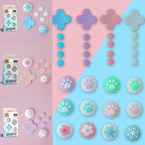 D-pad Move Direction Cross ABXY Buttons Sticker Joystick Thumb Stick Grip Cap Cover for Nintendo Switch Joy-con Controller -Pink PawPlusOrange Sticker-