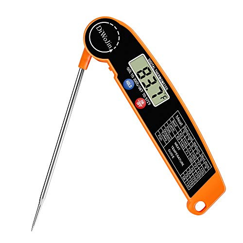 DiWoJin Digital Meat Thermometer- Orange Color- Instant Read Meat Thermometer for Grill and Cooking Food in Kitchen- Meat Probe Thermometer Instant for Oven Grilling