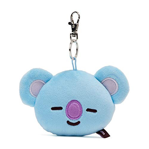 BT21 Official Merchandise by Line Friends - KOYA Character Plush Doll Face Keychain Ring with Mirror Handbag Accessories