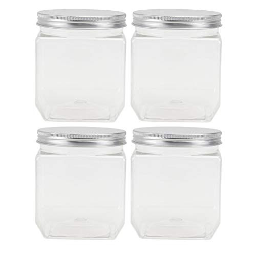 ULTECHNOVO 4pcs Plastic Storage Containers Transparent Storage Boxes Jars with Lids Food Candy Storage Bin Box Organizer Classified Organizer Case for Candy Cookie