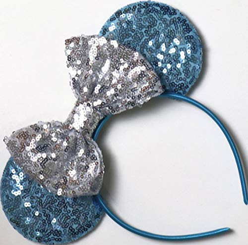 CLGIFT Cinderella Inspired Minnie Mouse Ears- Blue Mickey Mouse Ears- Princess Ears- Cinderella Minnie Ears- Rainbow Sparkle Mouse Ears-Classic Red Sequin Minnie Ears -Cinderella-