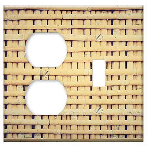 2-Gang- Outlet Toggle Combination Wall Plate Cover - Asia Asian Background Bamboo Bark Bind Branch