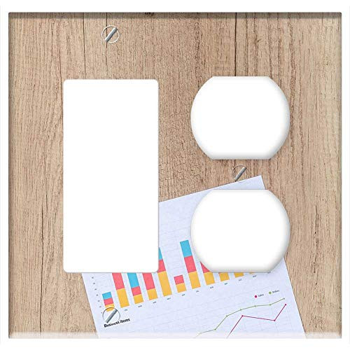 2-Gang- Rocker/GFCI Outlet Combination Wall Plate Cover - Chart Graph Finance Financial Data Stats 3