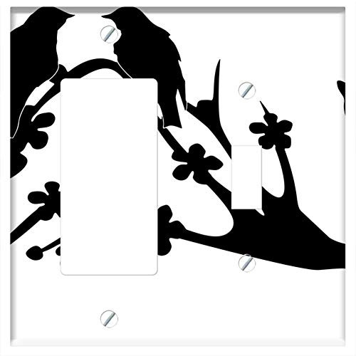 Rocker/GFCI Toggle Combination Wall Plate Cover - Cat Animal Feline Birds Pet Tree Branch Rocker/GFCI Toggle Combination Wall Plate Cover - Cat Animal Feline Birds Pet Tree Branch