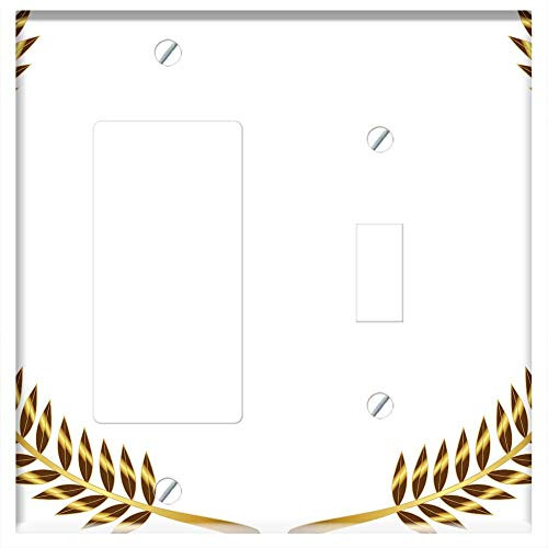 Rocker/GFCI Toggle Combination Wall Plate Cover - Branch Olive Branch Gold Nature Plant Leaves Rocker/GFCI Toggle Combination Wall Plate Cover - Branch Olive Branch Gold Nature Plant Leaves