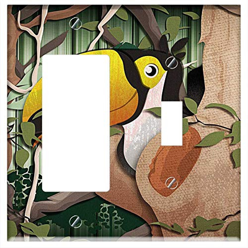 Rocker/GFCI Toggle Combination Wall Plate Cover - Tucano Bird Tropical Brazilian Branch Rocker/GFCI Toggle Combination Wall Plate Cover - Tucano Bird Tropical Brazilian Branch