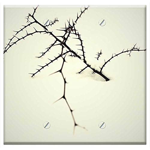 Double Blank Wall Plate Cover - Snow Nature Winter Cold Branch Tree White Frozen