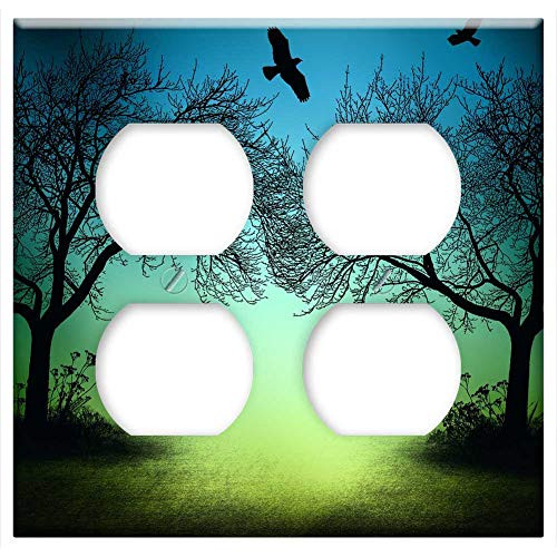 Double Duplex Outlet Wall Plate Cover - Background Trees Birds Flowers Tree Nature Branch