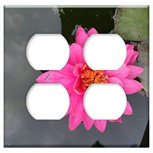 Double Duplex Outlet Wall Plate Cover - Nail Lotus Pond Plants Flowers Water Lilies