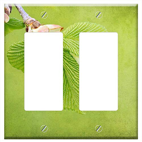 Switch Plate Double Rocker/GFCI - Branch Engine Leaves Spring Nature Hanging Elm