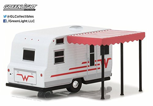1965 Winnebago 216 Travel Trailer, White w/ Red - Greenlight 34030C - 1/64 Scale Diecast Model Toy Car