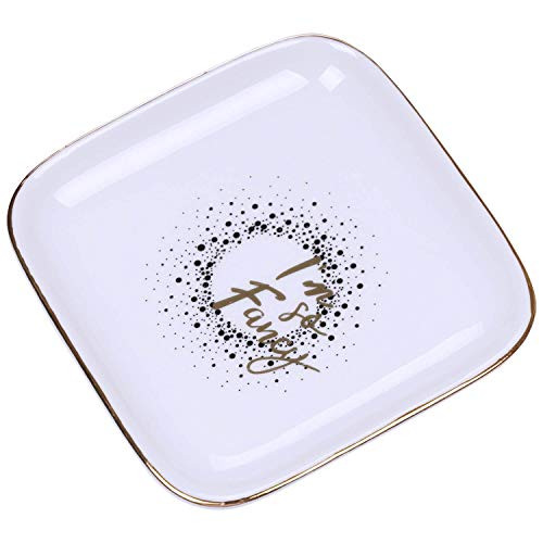 TK Tenkke Ceramic Ring Dish Decorative Trinket Plate Jewelry Tray Dish Engagement Gifts Idea for Rings Earrings Bracelets BFF Women Mom Friend Birthday I'm So Fancy
