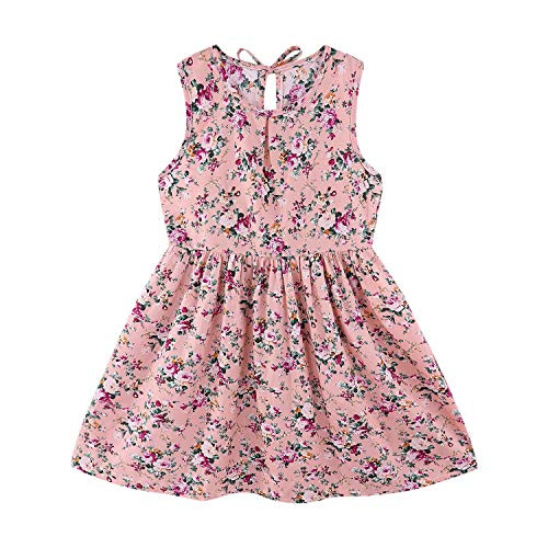 Little Girls 6-7 Years Floral Sleeveless Cotton Pink Sundress Summer Tank Dress Little Girls 6-7 Years Floral Sleeveless Cotton Pink Sundress Summer Tank Dress