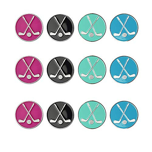 GOLTERS Golf Ball Markers Assorted Patterns Value Pack of 12 Golf Gifts- Golf Cap Clips and Divot Repair Tools Parter Accessories Sets for Men Women Golfer -Golf Club Ball Markers-