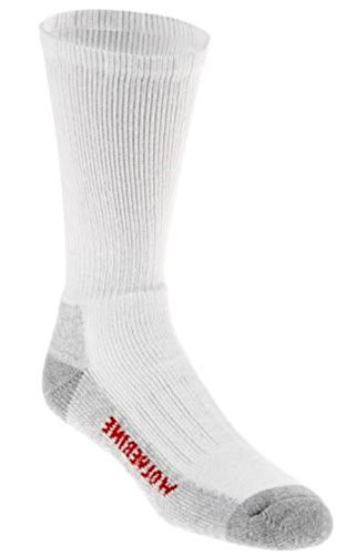 Wolverine Men's Steel Toe Mid Calf Sock- White- Sock 2 PAIR Size- L 9-13 FITS SHOE SIZE
