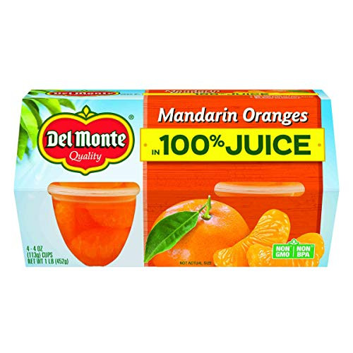 Del Monte Mandarin Orange Fruit Cup Snacks- 4 Ounce -Pack of 4- Del Monte Mandarin Orange Fruit Cup Snacks- 4 Ounce -Pack of 4-